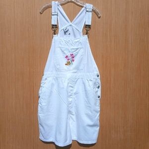 Vintage Tweety Bird Denim White Bib Overall Shorts Set Women's Size Medium